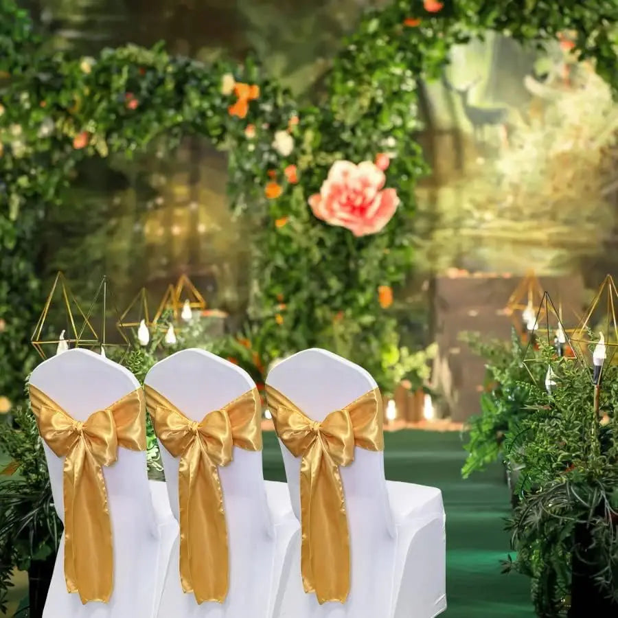 Satin Chair Sashes Bows 5PCS – Wedding & Party Ribbon Ties