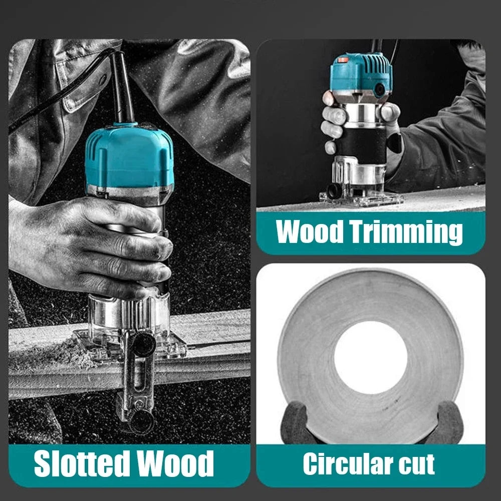 800W Electric Wood Router Trimmer | 1/4" Collet 30000 RPM
