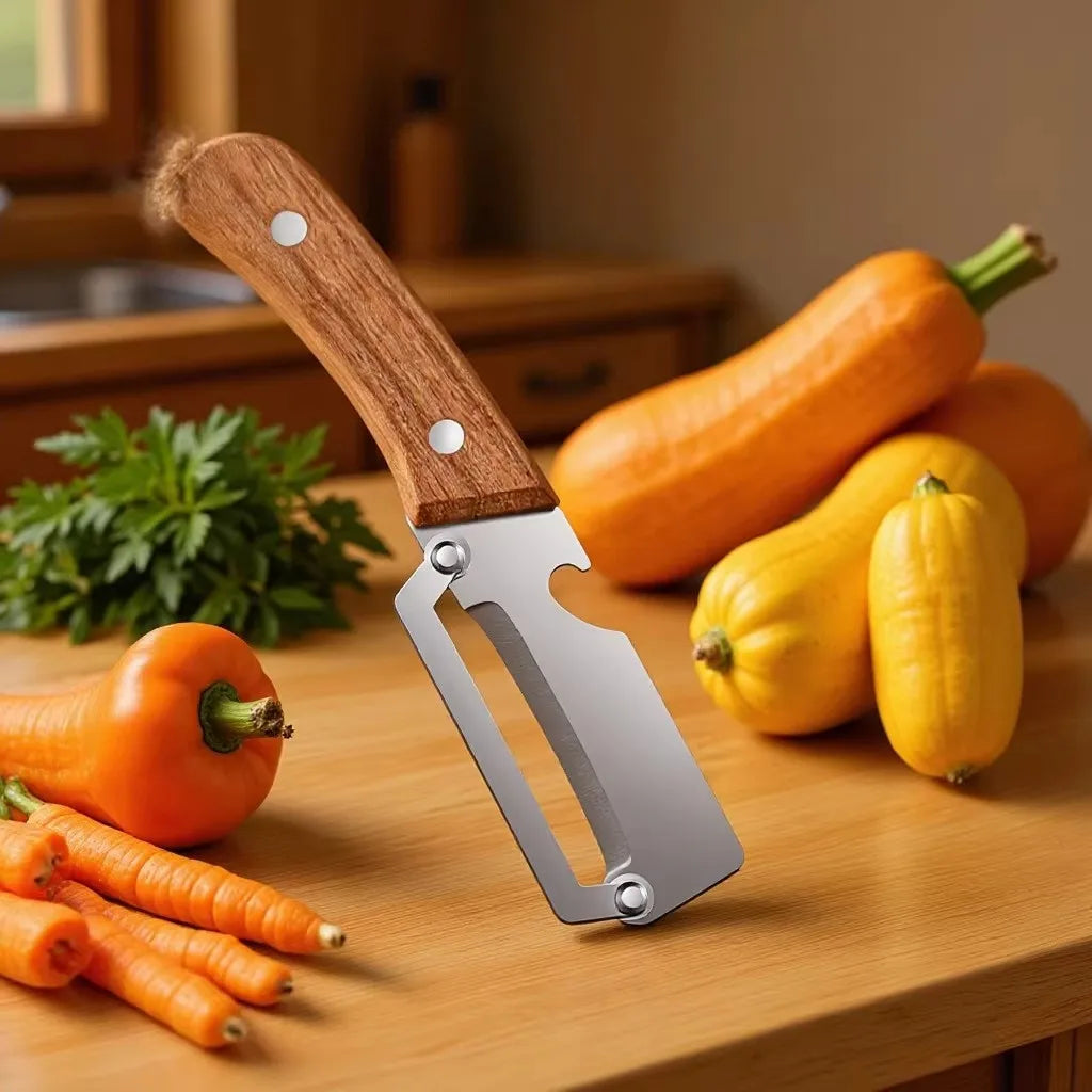 Stainless Steel Peeler Oak Wooden Handle | 1/3/5 Pack
