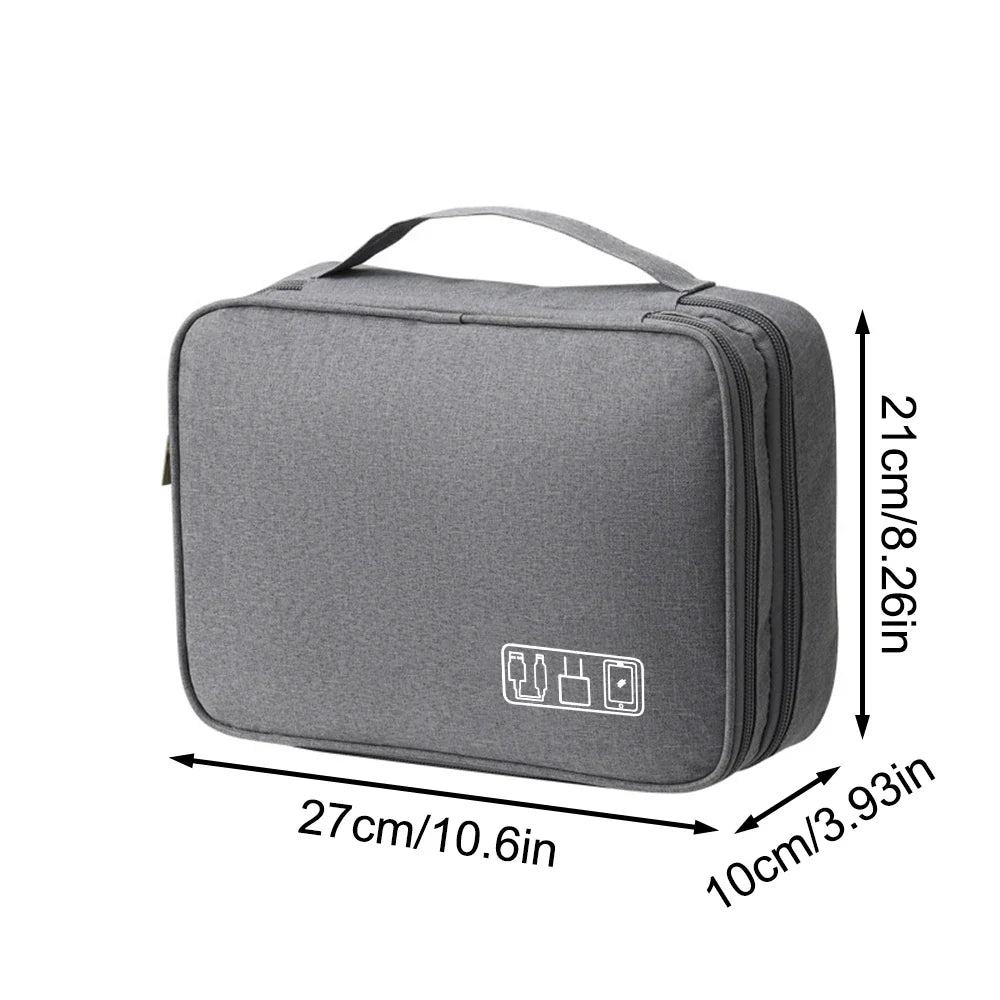 Black Oxford Cloth Electronic Accessory Storage Bag Cube Travel