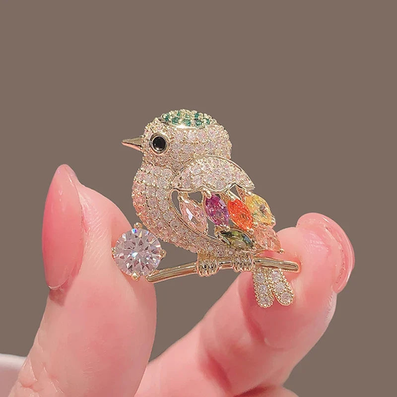 Crystal Rhinestone Bird Brooch Pin – Animal Badge for Women