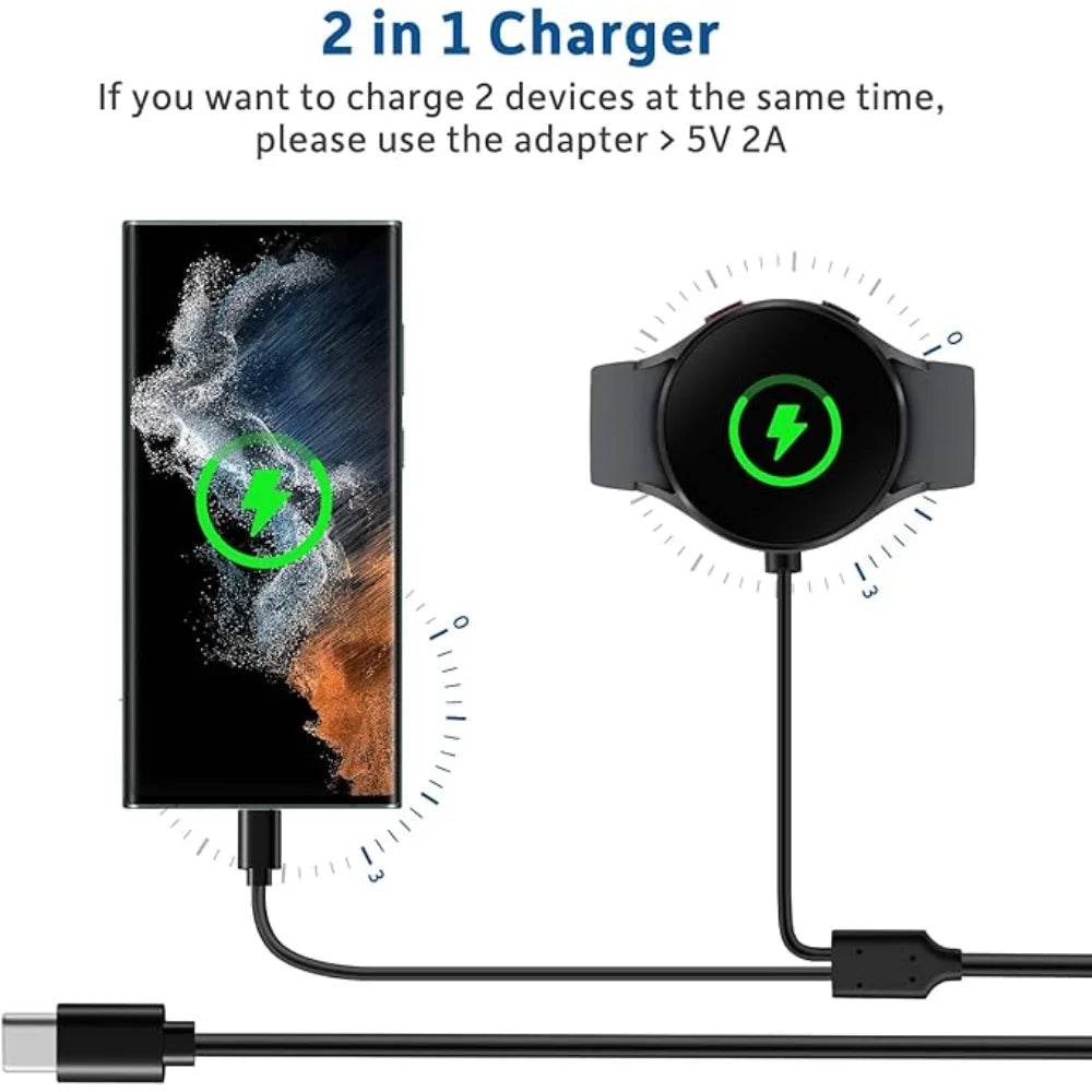 2-in-1 USB-C Charger for Samsung Galaxy Watch 7/6/5 & Phone