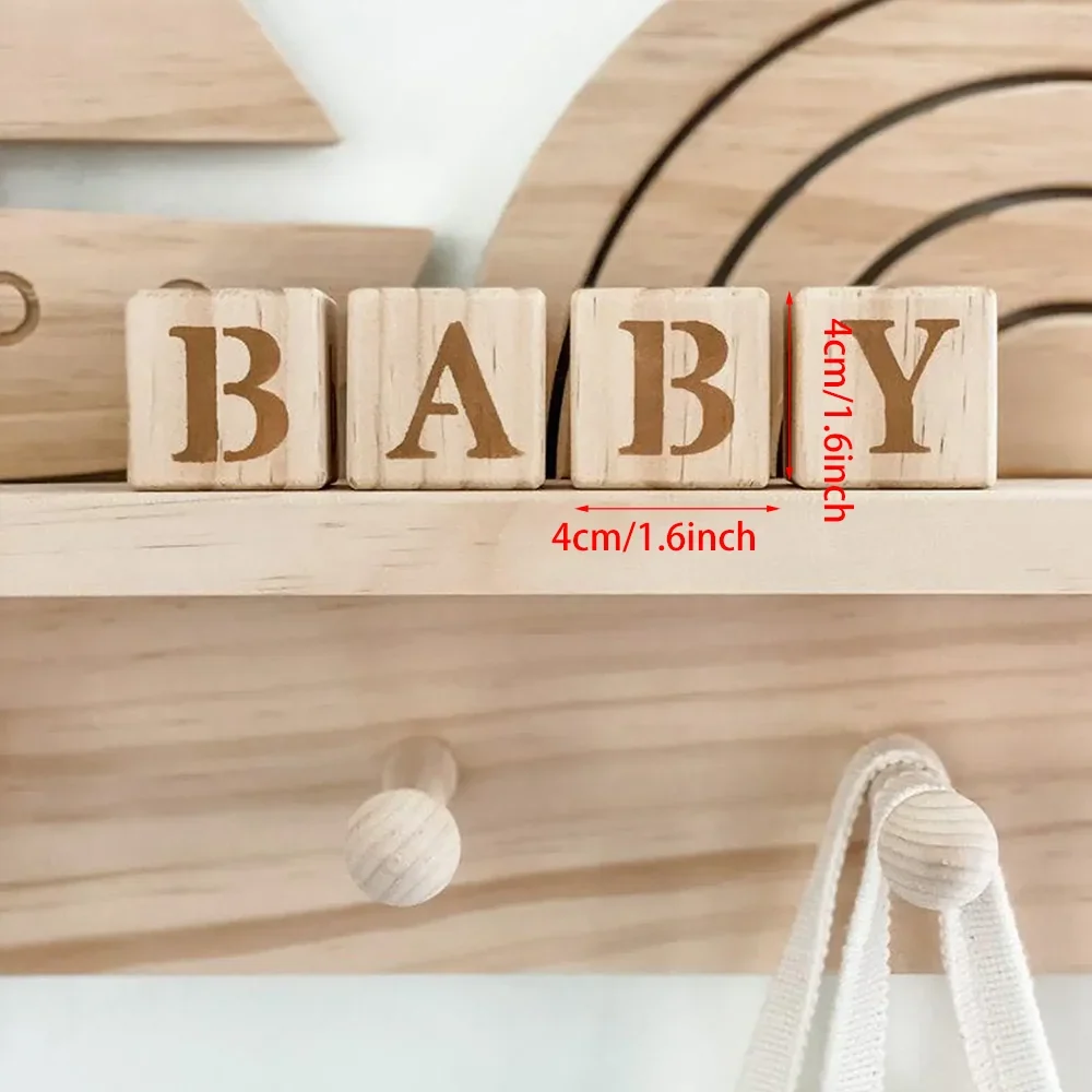 Wooden Letter Blocks Baby Shower Gift | Nursery Decor 4-Piece