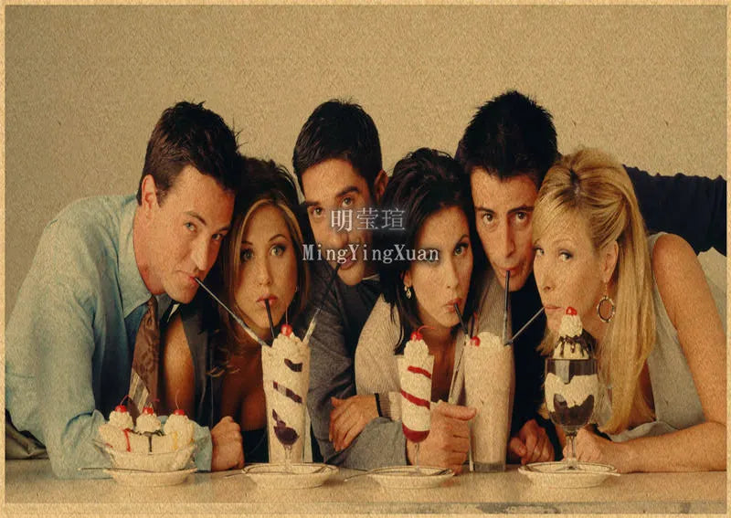 Friends TV Show Vintage Kraft Paper Poster | Retro Wall Art