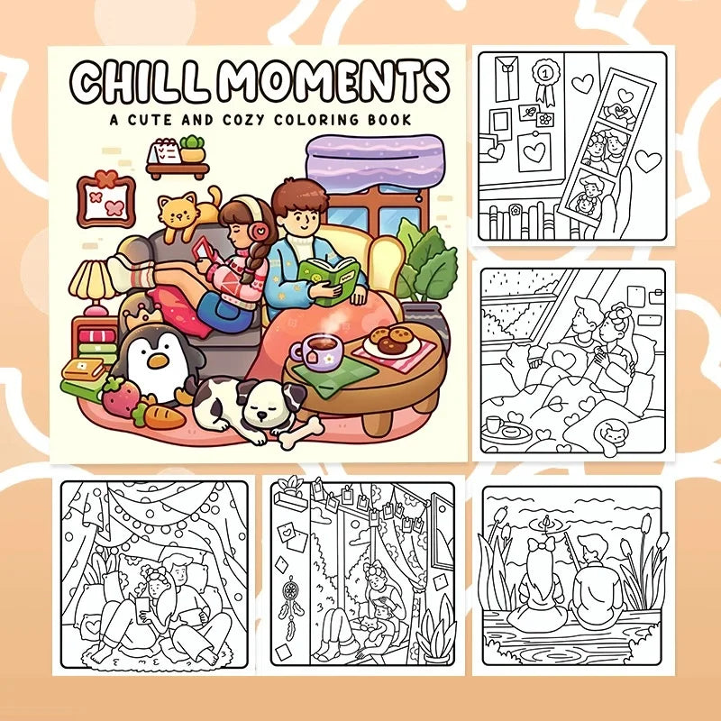 CHILL MOMENTS Coloring Book Adults Featuring Cute Cozy Daily