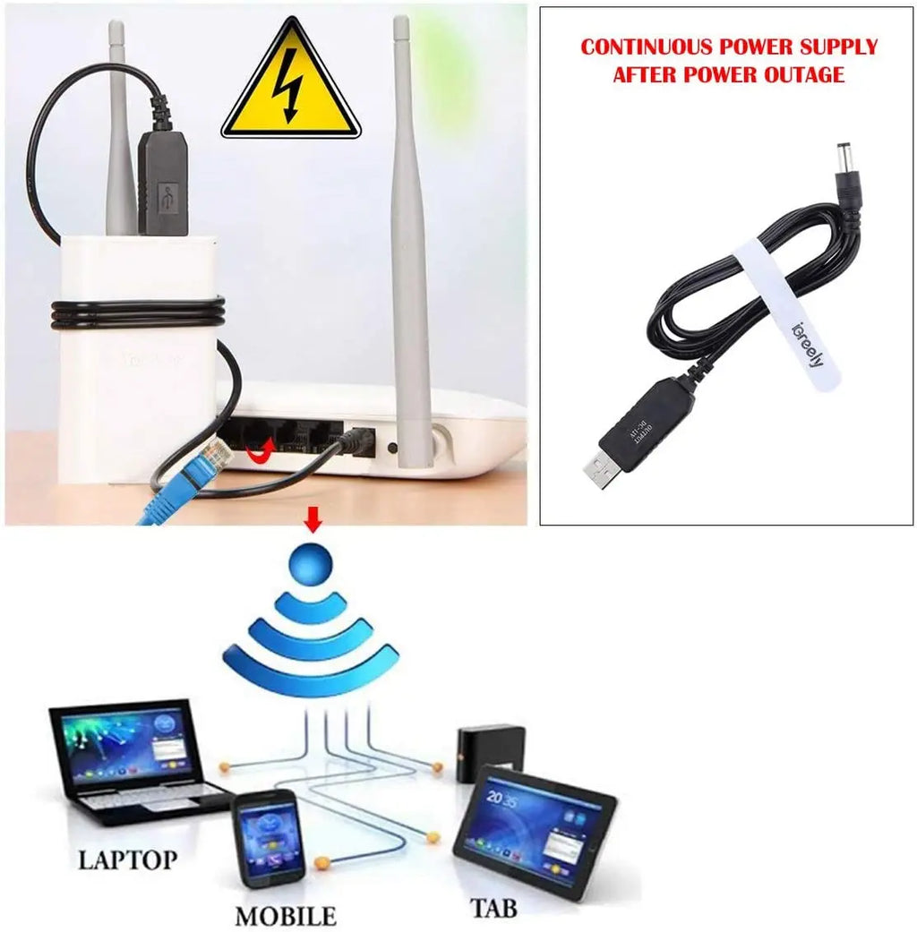 USB 5V to 9V 12V Boost Converter Cable | DC 5.5x2.1mm Plug
