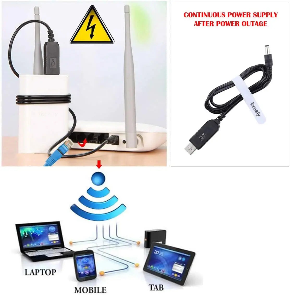 USB 5V to 9V 12V Boost Converter Cable | DC 5.5x2.1mm Plug