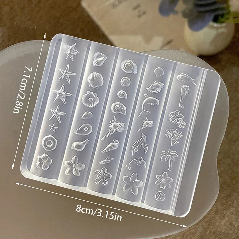 3D Silicone Nail Art Mold – Lily, Starfish & Seashell Design