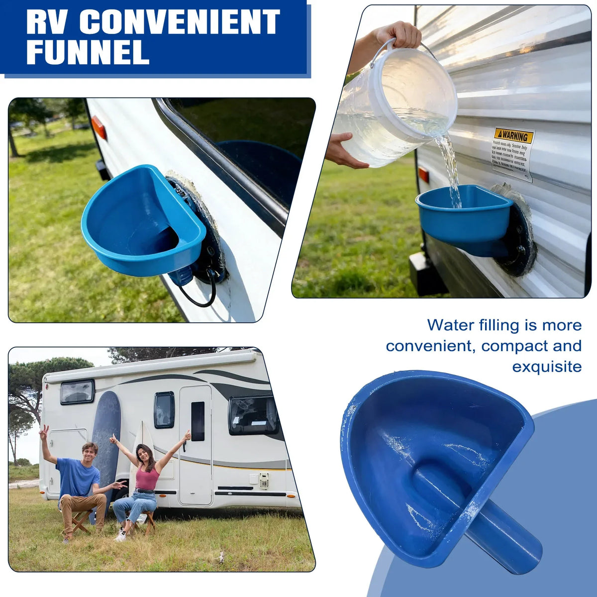 RV Water Tank Filling Funnel – Anti-Spill Wide Mouth 10-Inch