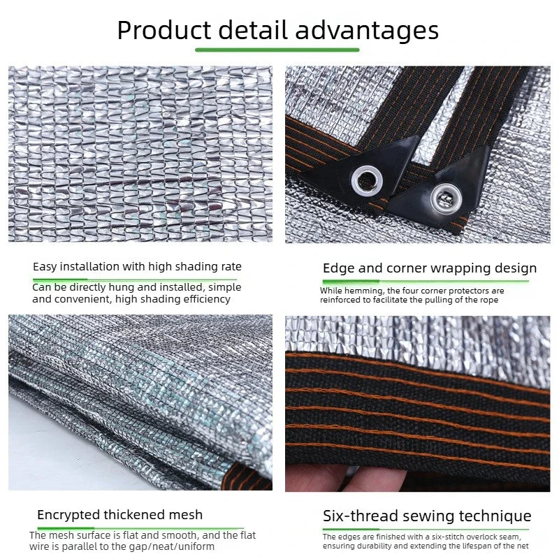 Aluminum Foil Sun Shade Net – UV Protection & Reinforced Grommets
