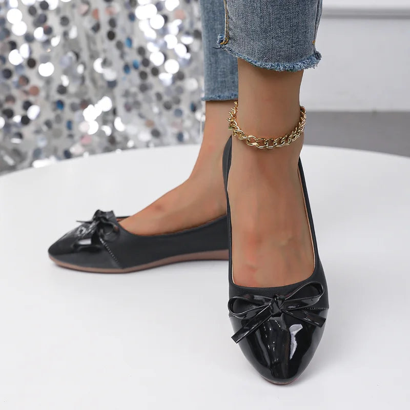 Women's Bow Ballet Flats – Pointed Toe Mary Jane Slip-On Shoes