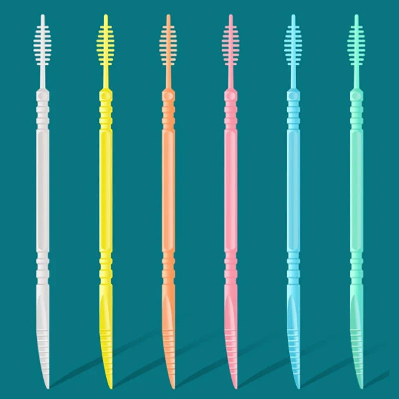 300pcs Double-Head Interdental Brushes & Dental Floss Picks