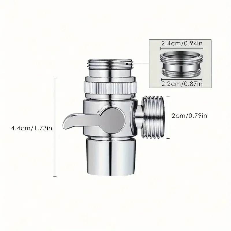 3-Way Faucet Diverter | Zinc Alloy, Silver Finish – YANKE