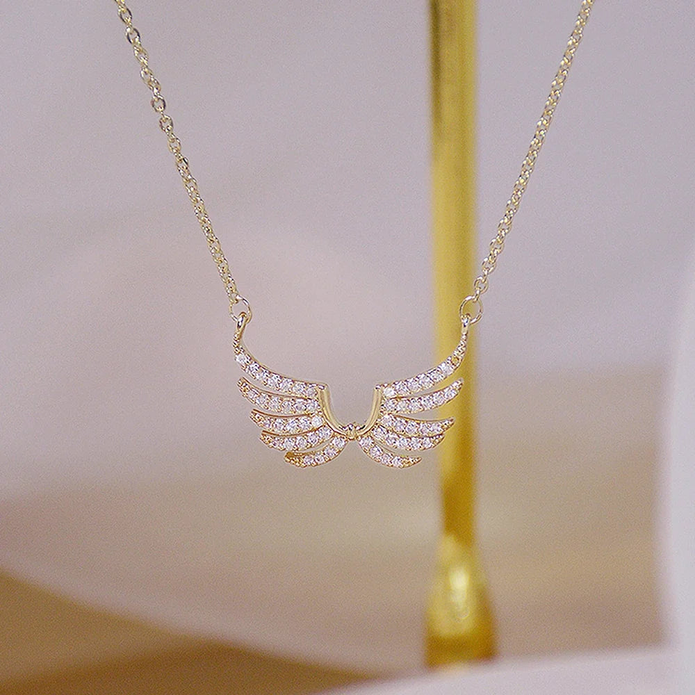 Huitan Wing CZ Pendant Necklace – Women's Fashion Jewelry