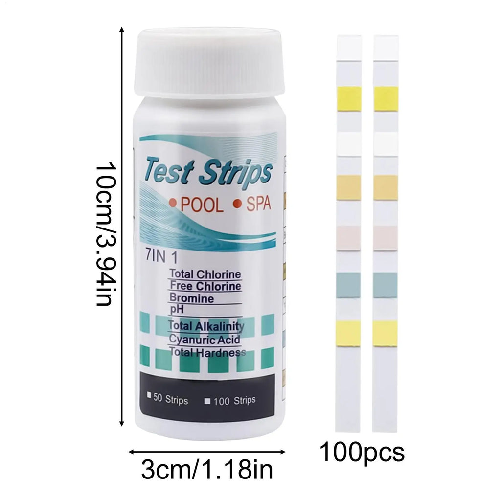 7-in-1 Pool & Spa pH Test Strips 100ct | Chlorine & Alkalinity