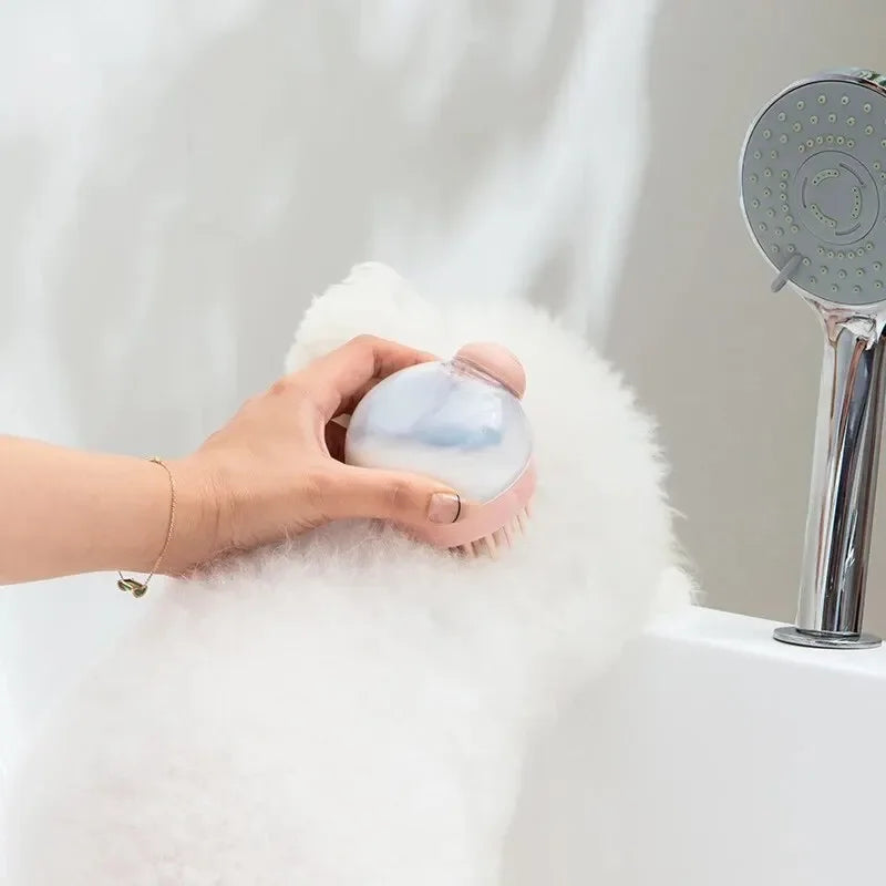 Pet Bath Brush with Shampoo Dispenser | Soft Silicone