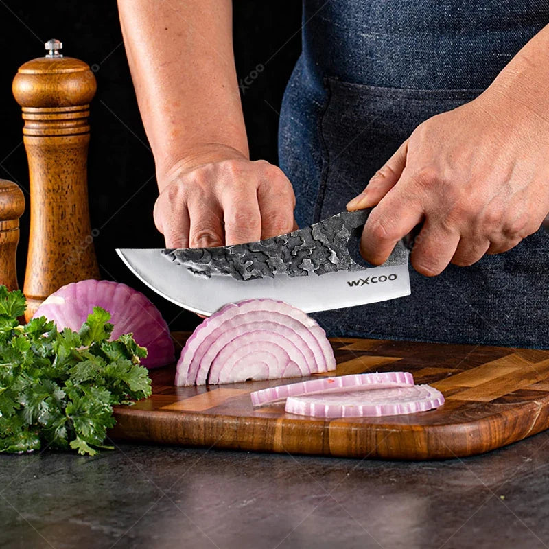 Hand-Forged Kitchen Knife Set 1-3pc | Stainless Steel + Cover