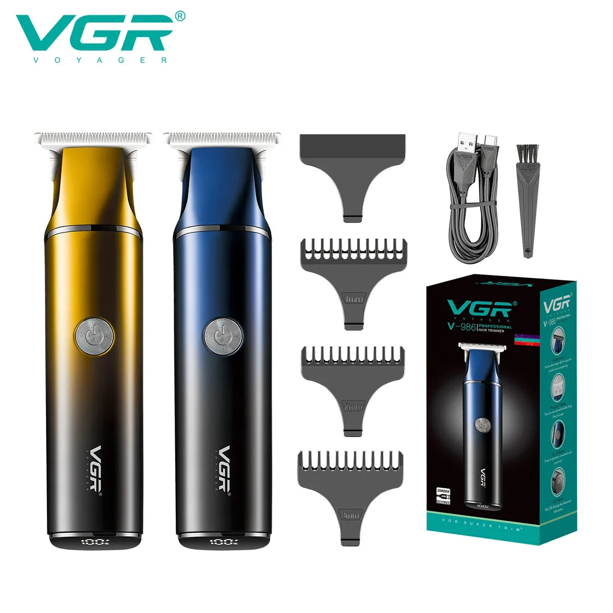 VGR V-986 Electric Hair Clipper & Trimmer | Digital Display