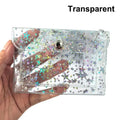 Clear PVC Star Glitter Card Holder Mini Coin Purse Keyring