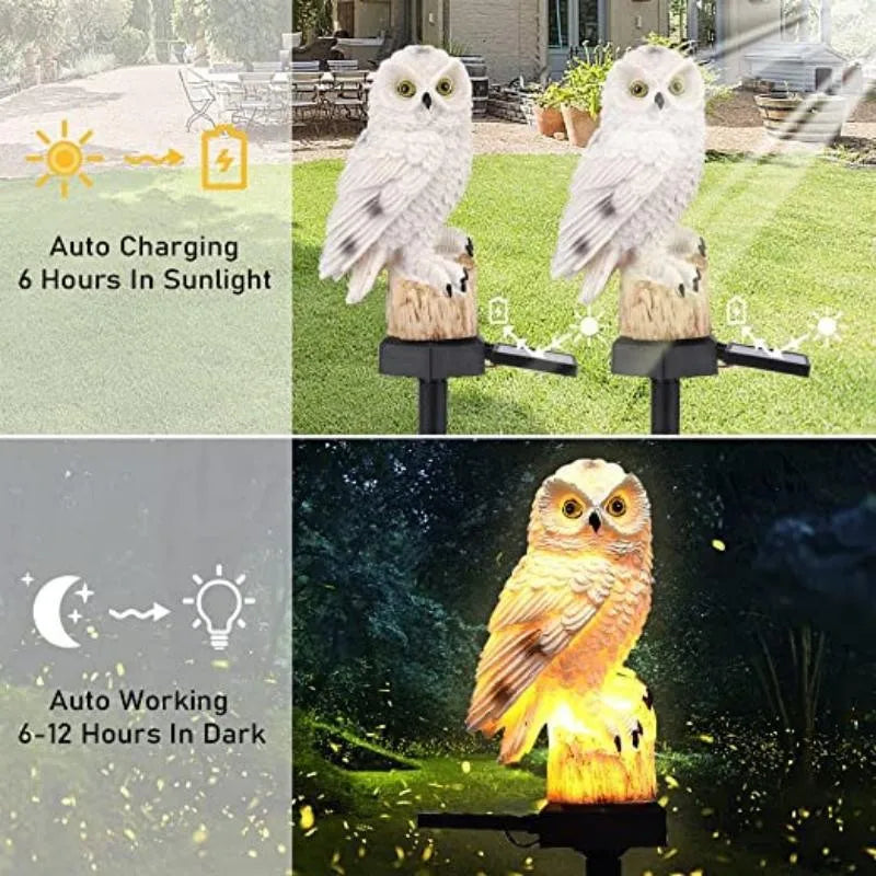 Solar Outdoor Resin Owl Lamps Animal-shaped Decorative Garden Villa
