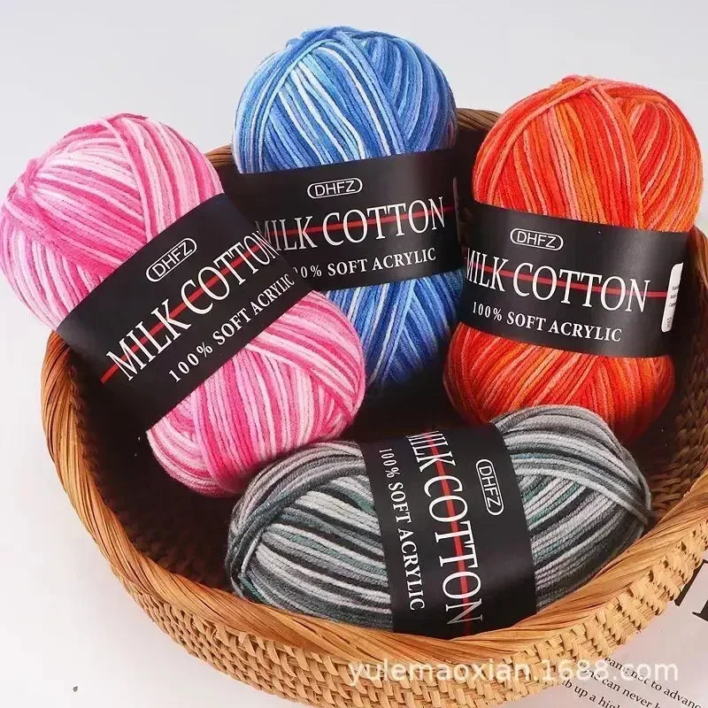 3 Strand Gradient Dyed Milk Cotton Yarn Soft Knitting Material Balls