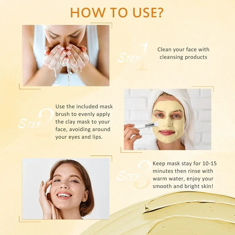 Turmeric VC Niacamide Clay Cleansing Mud Mask Brush Brightening
