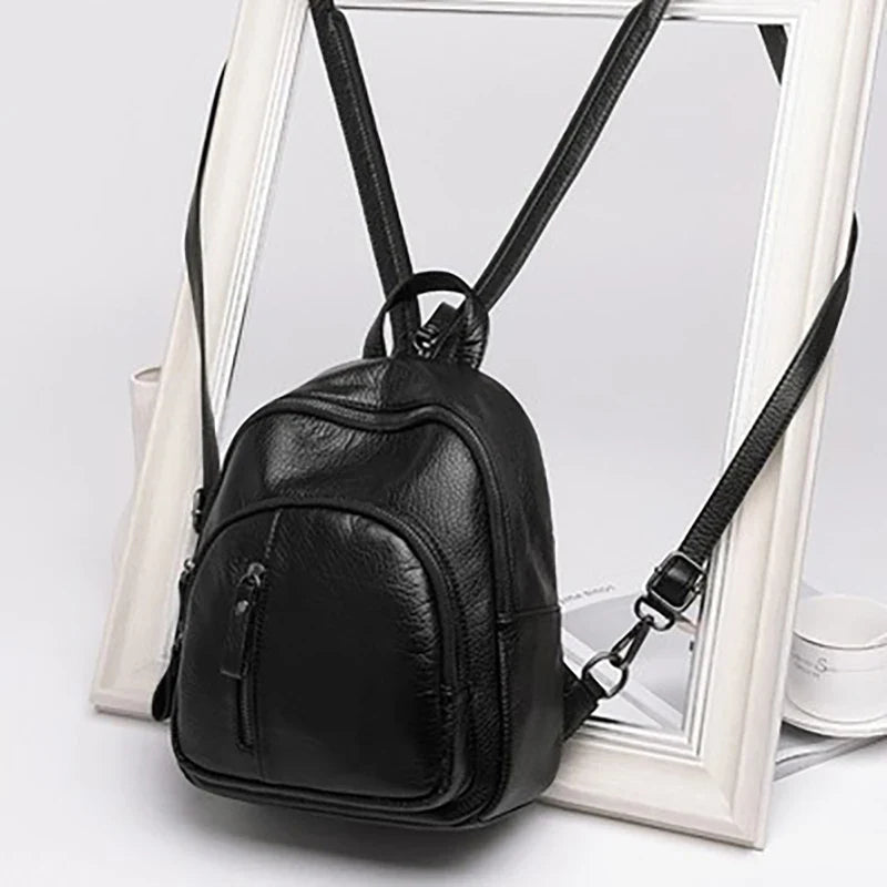 Anti-Theft PU Leather Mini Backpack – Vintage Women's Bag