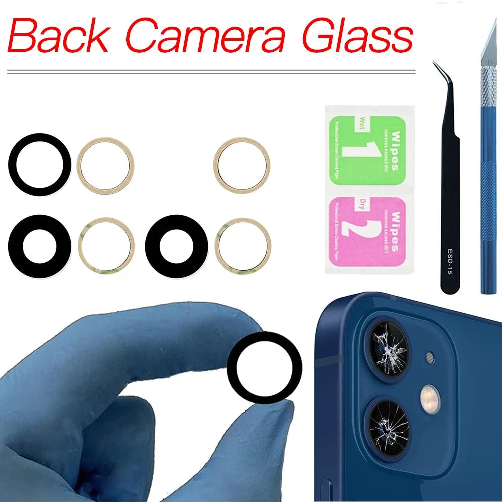 iPhone 11–14 Rear Camera Glass Lens Replacement Kit + Tools