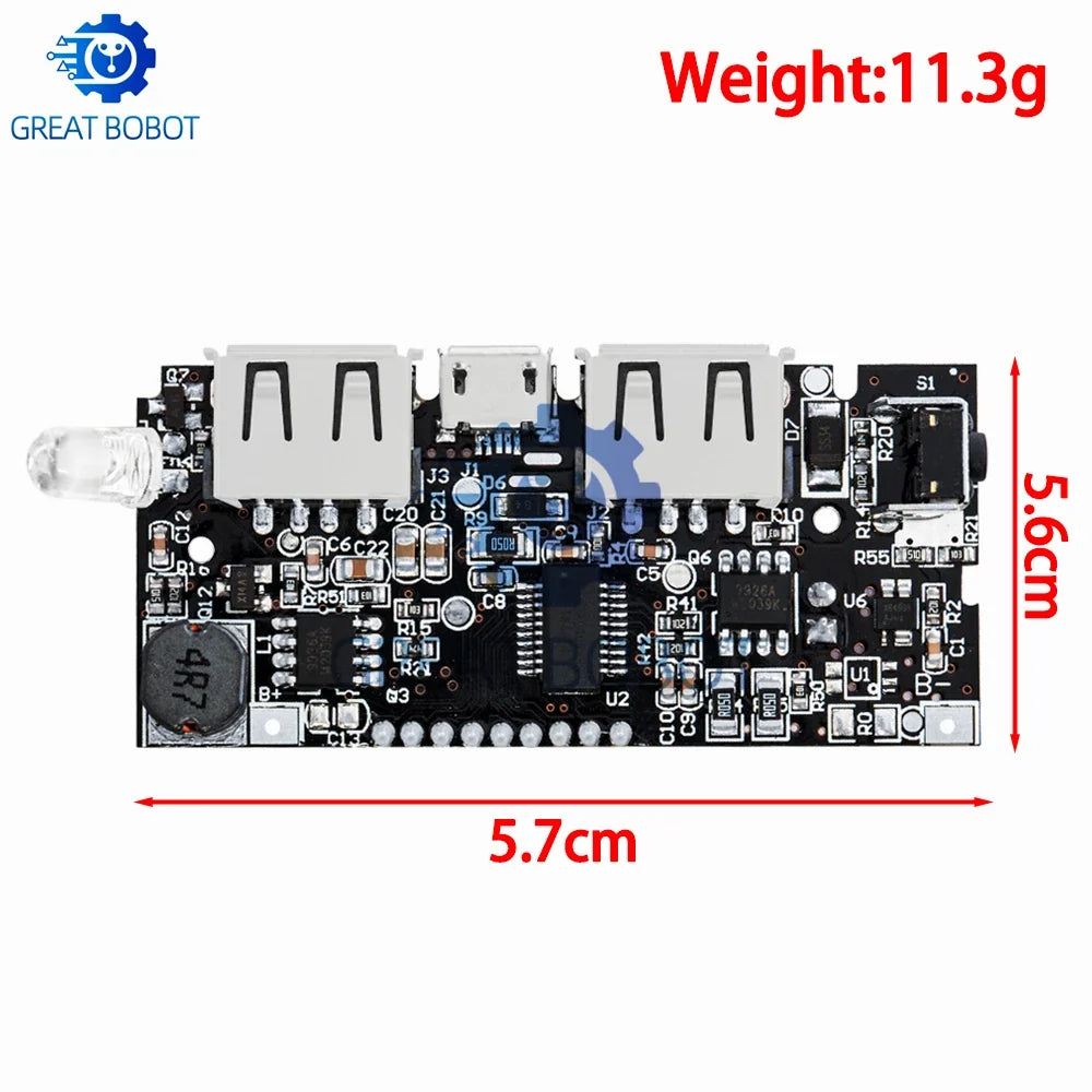 Dual USB Power Bank PCB Module 5V 1A 2.1A | 18650 DIY