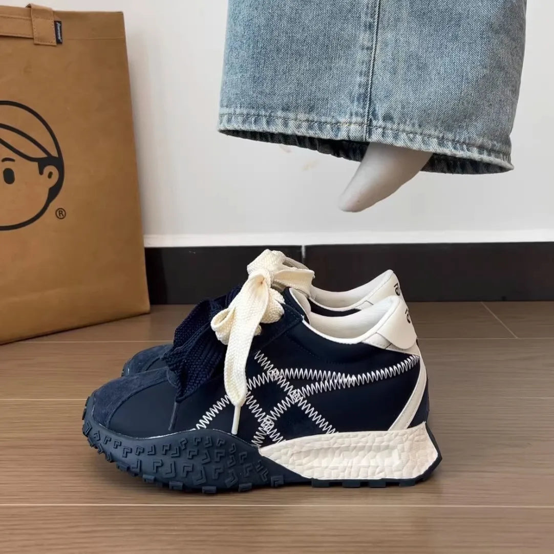 Women's Chunky Sneakers – Thick Sole Casual Lace-Up Shoes