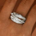 Huitan Iced Out CZ Cross Wedding Ring for Women | Luxury Band