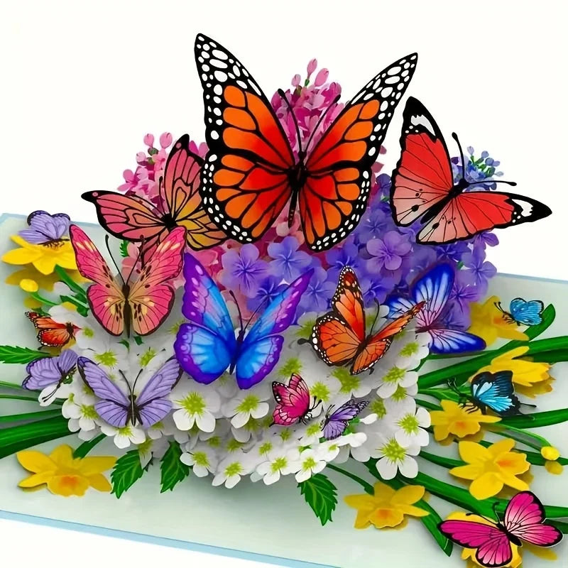 3D Pop-Up Greeting Card – Butterflies & Flowers | All Occasions