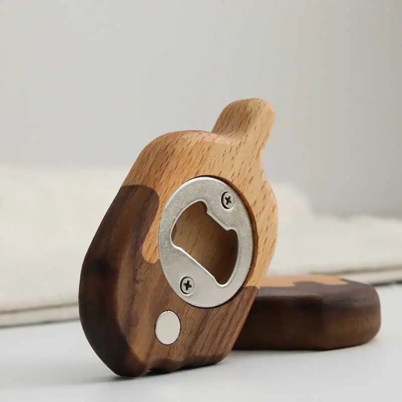 Creative Solid Wood Ice Cream Bottle Opener Decorative Item Magnetic