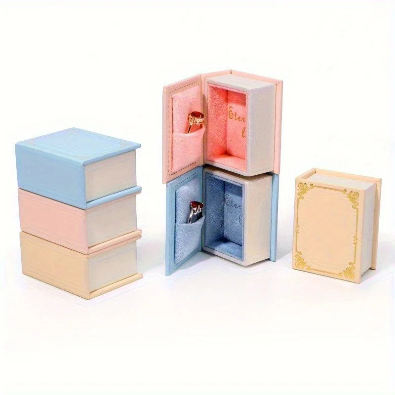 Vintage Mini Book Jewelry Box – Ring & Pendant Storage Case