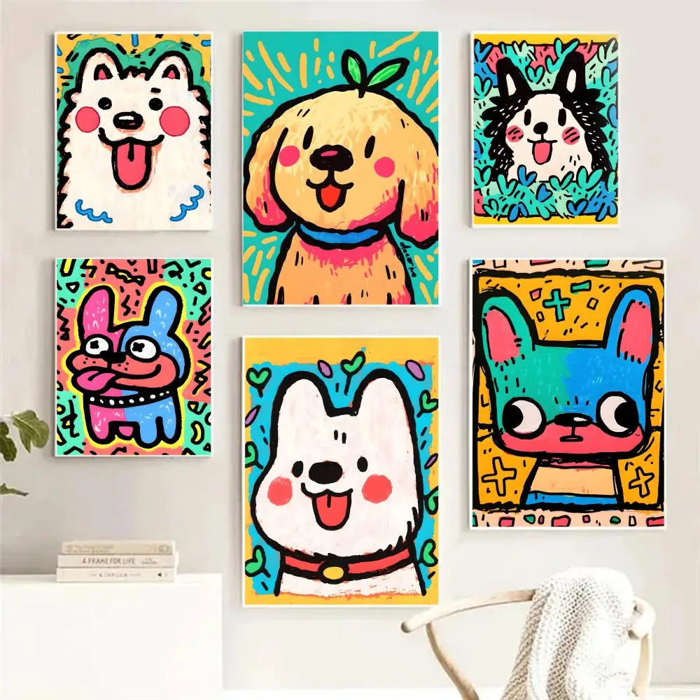 Colorful Dogs HD Canvas Wall Art Print – Unframed Home Decor
