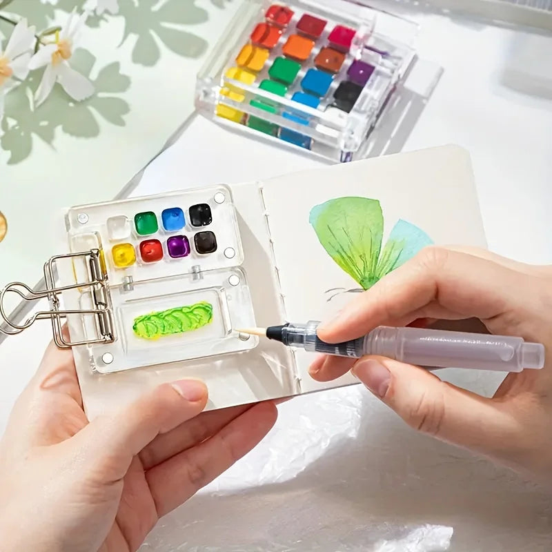 Portable Mini Watercolor Palette Travel Sketchbook Acrylic Paint Box