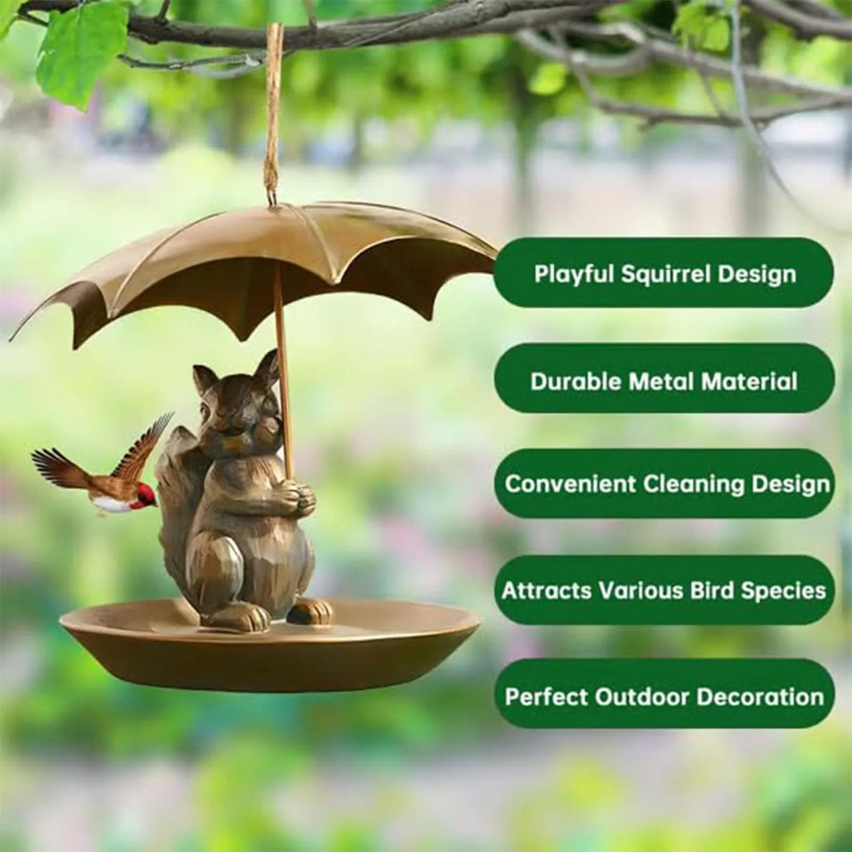 Metal Animal Umbrella Bird Feeder | Garden Yard Decor Gift