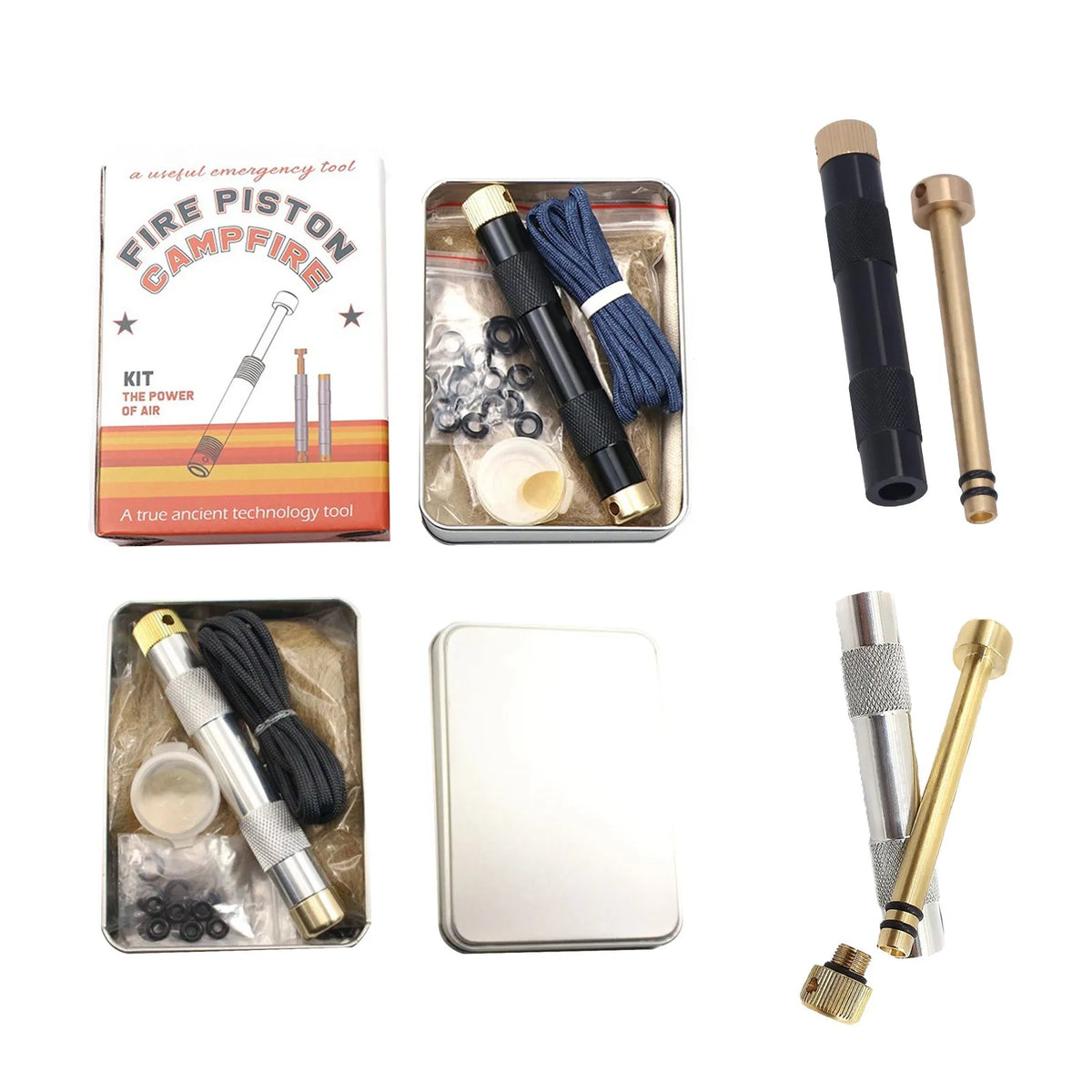 Brass Fire Piston Kit – Air Compression Fire Starter Tool