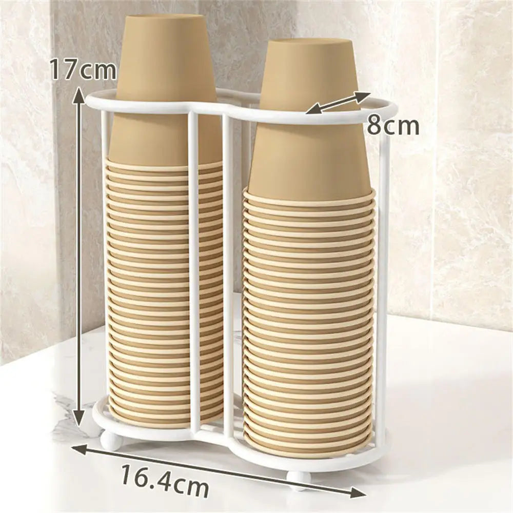 Disposable Cup Storage Holder Wooden Water Cups Dispenser Rack Shelf