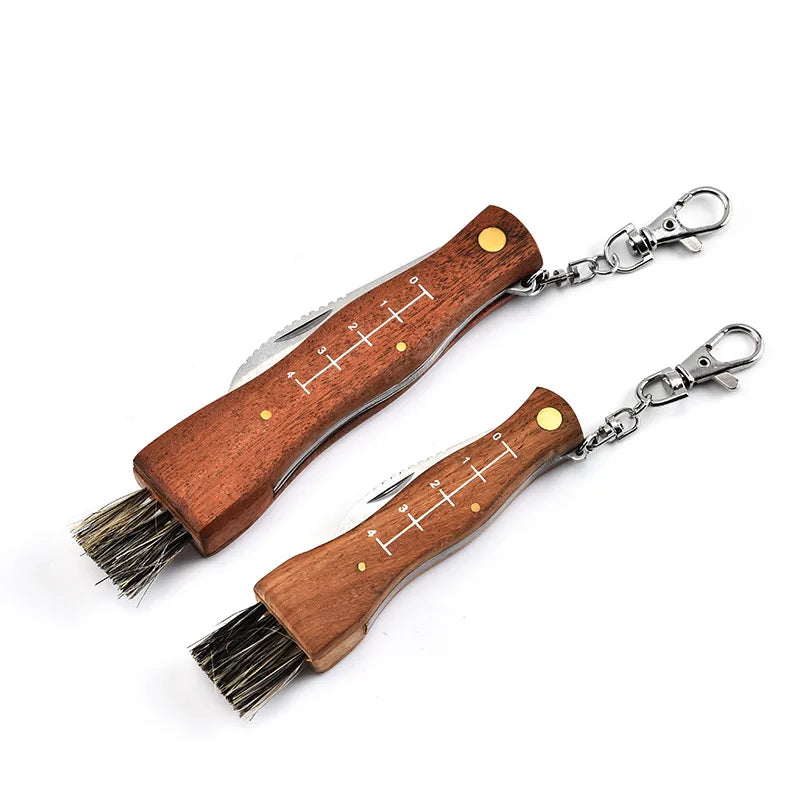 Mushroom Foraging Folding Knife – Rosewood Handle & Brush EDC