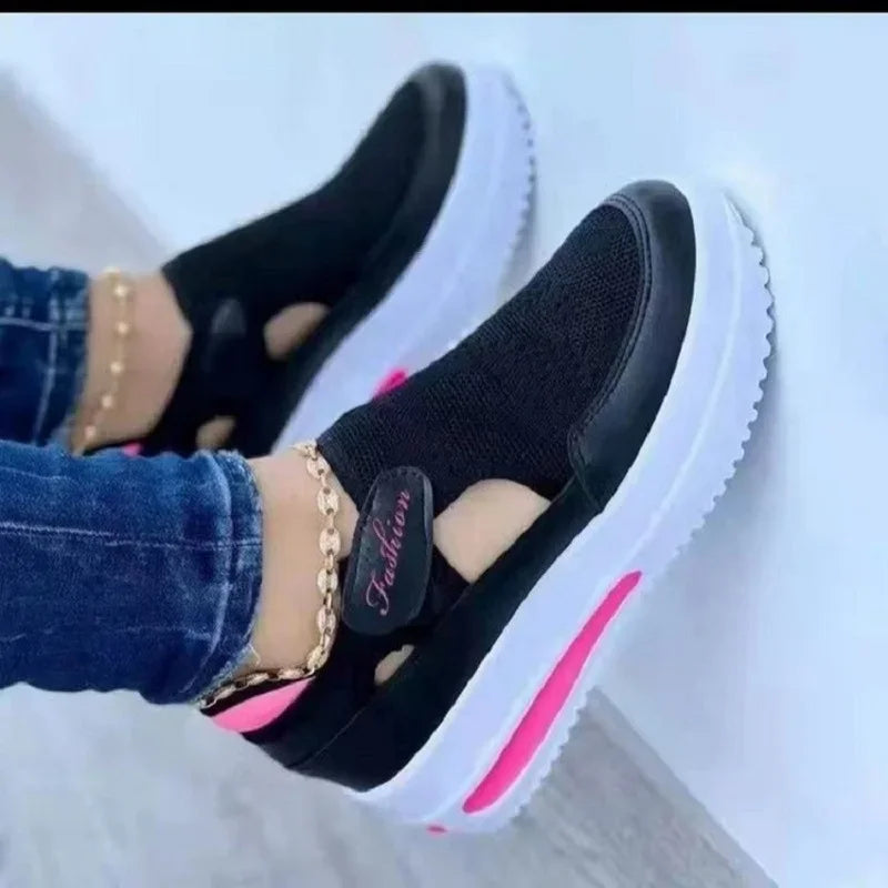 Women's Breathable Mesh Wedge Platform Sneakers | Plus Size