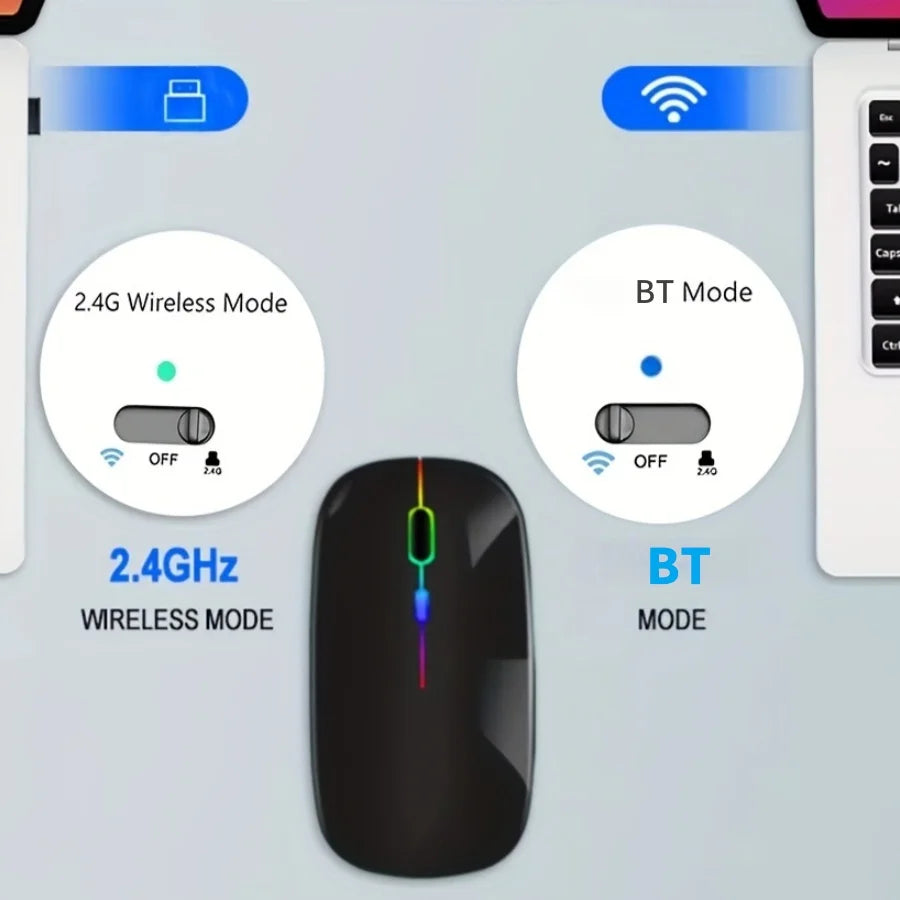 Wireless Mouse Bluetooth-compatible Gaming Dual Mode BT+2 4Ghz