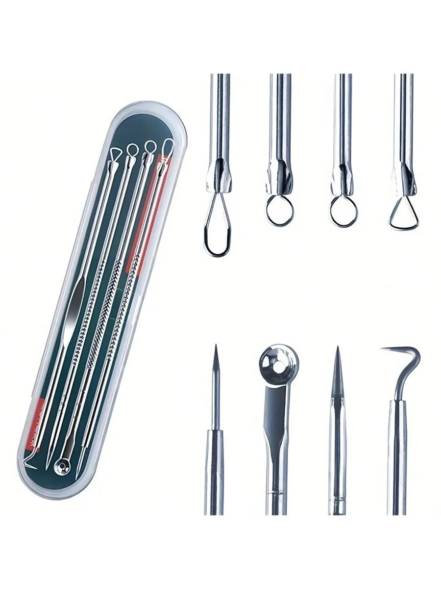 Stainless Steel Blackhead Extractor Tool Set – 4 Piece Kit