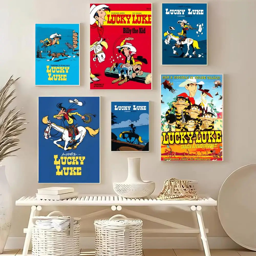 Lucky Luke Cartoon HD Poster – Self-Adhesive Waterproof Wall Art