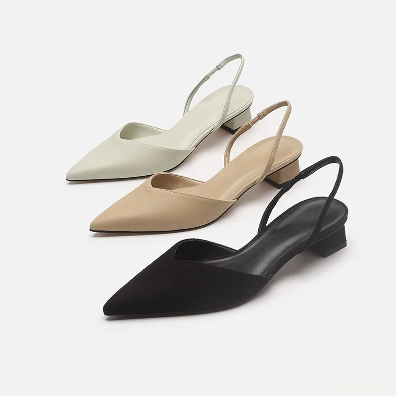 Women's Pointed Toe Square Heel Sandals – Slip-On Strap