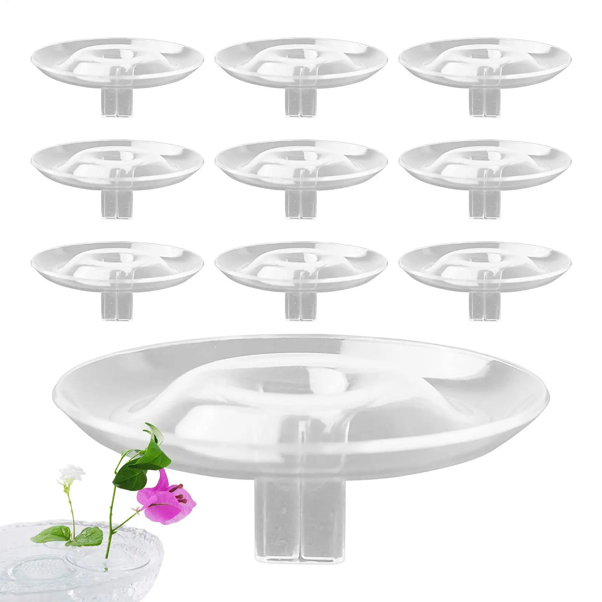10-Piece Transparent Floating Floral Stem Holders for Vases