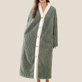 Women's Flannel Robe – Soft V-Neck Button Long Nightgown