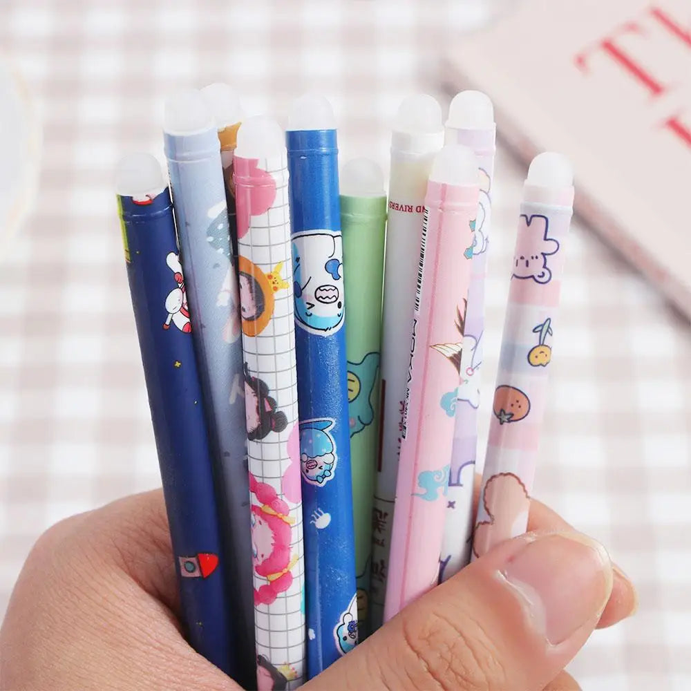 Kawaii Erasable Gel Pen 0.5mm Blue Ink – Cartoon Student Pen