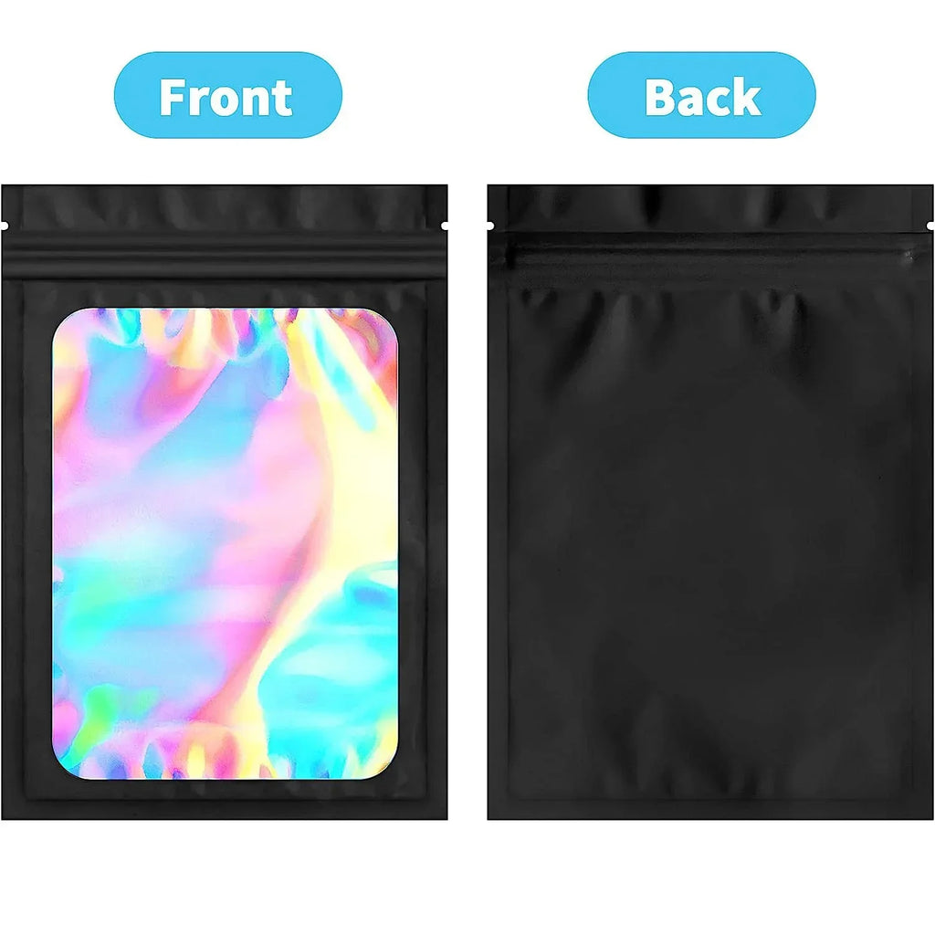 Holographic Sealed Storage Bags 100 Pcs – Black Small Item Pouches