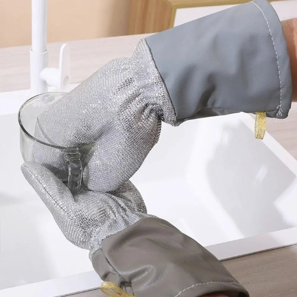 Thickened Silver Thread Dishwashing Gloves Non-stick Multi-functional